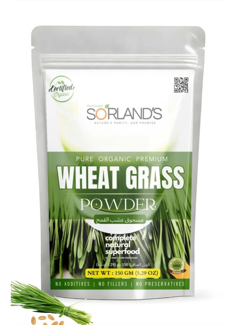 Sorland's Pure Organic Wheat grass Powder(150gm)-Complete Natural Superfood, Premium Quality with Shed Drying Solar Technology - Image 1