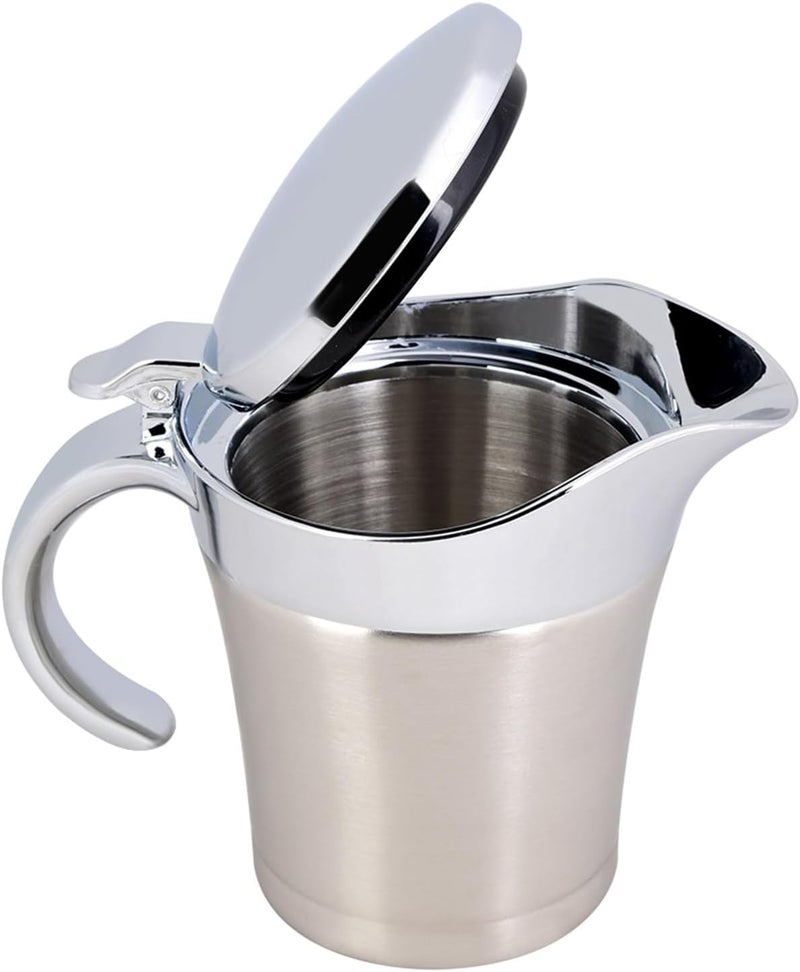 ZJchao Gravy Boat, Insulated Gravy Boat Stainless Steel Sauce Jug with Lid Warmer Double Insulated for Juice Tomato Sauce Kitchen Supplies (Small size 450ml) - Image 1
