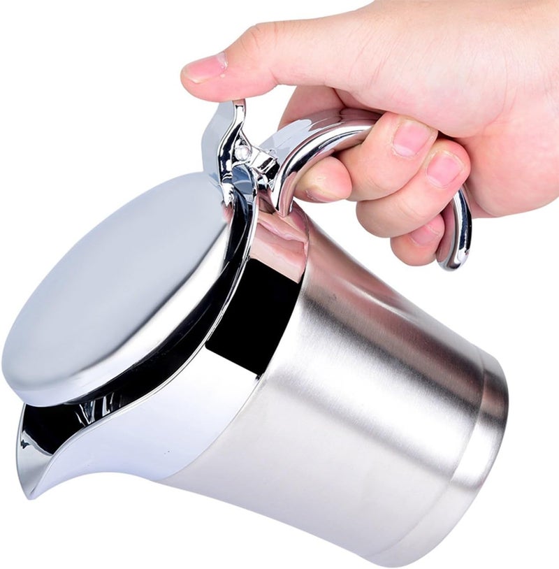 ZJchao Gravy Boat, Insulated Gravy Boat Stainless Steel Sauce Jug with Lid Warmer Double Insulated for Juice Tomato Sauce Kitchen Supplies (Small size 450ml) - Image 3