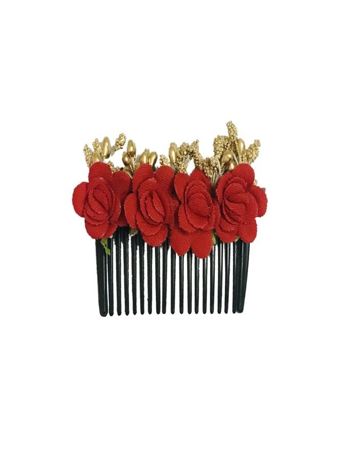 Arooman™Flower hair comb, juda pin/Clip, For Women/Girls Pack_01,Red - Image 2
