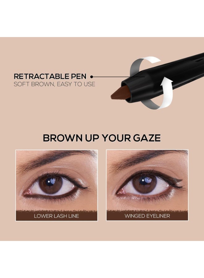 رينيه قلم كحل بني نقي من RENEÉ مع مبراة | يدوم 24 ساعة طويل المدى | لمسة نهائية مطفية، لون غني | مقاوم للتلطخ والماء مع صيغة تطبيق بنقرة واحدة - 0.30 جم - Image 3