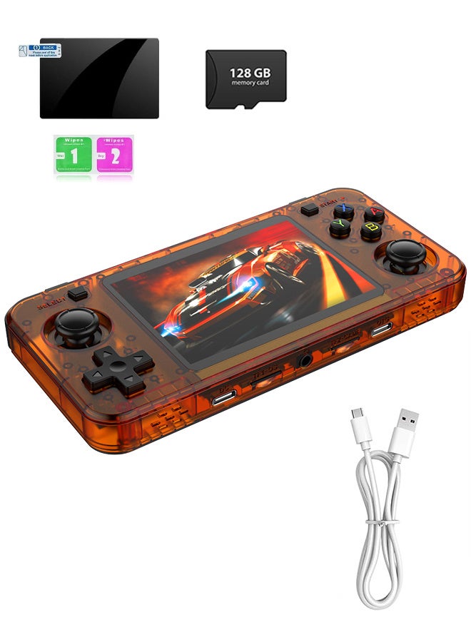 أمباون أجهزة الألعاب المحمولة باليد R36H المزودة بنظام لينكس مفتوح المصدر، وحدة معالجة مركزية Cortex-A35، بطاقة TF بسعة 128 جيجابايت تأتي مع أكثر من 30,000 لعبة كلاسيكية، شاشة IPS مقاس 3.5 بوصة محمولة كلاسيكية محمولة باليد (برتقالي) - Image 1