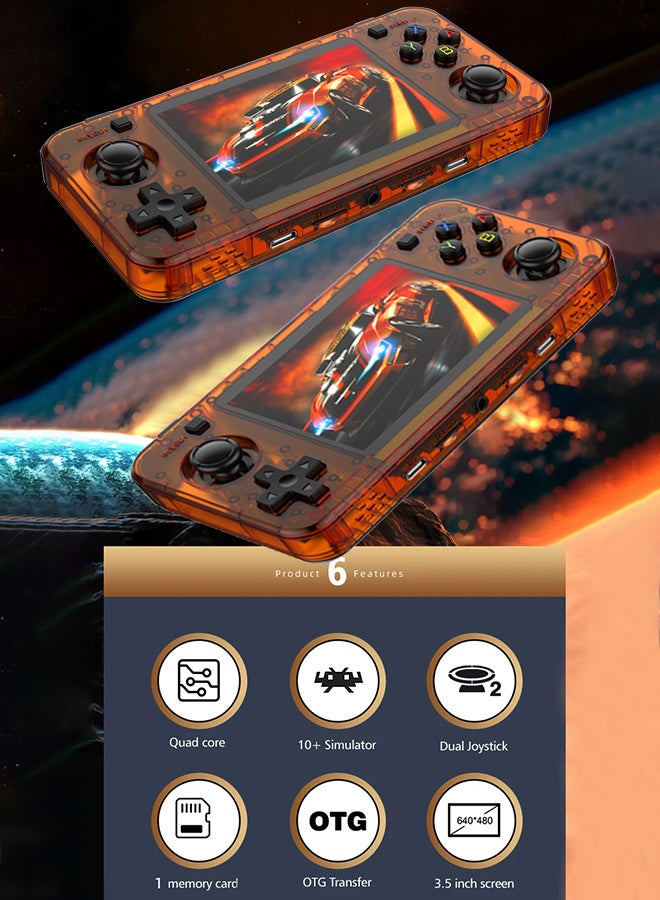  أمباون أجهزة الألعاب المحمولة باليد R36H المزودة بنظام لينكس مفتوح المصدر، وحدة معالجة مركزية Cortex-A35، بطاقة TF بسعة 128 جيجابايت تأتي مع أكثر من 30,000 لعبة كلاسيكية، شاشة IPS مقاس 3.5 بوصة محمولة كلاسيكية محمولة باليد (برتقالي) - Image 5