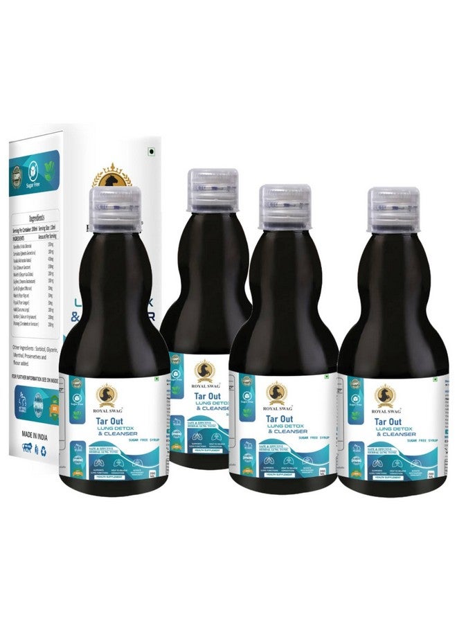 ROYAL SWAG Royal Swag Ayurveda Tar Out Syrup Lungs Detox Pack of 4(200 ml) Sugar Free Removes Tar from Lungs due to for smoke & Air Pollution - Herbal Syrup To Remove Toxins From Lung & Mucus Remover | 800 ml 