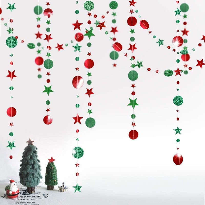 Decor365 Glitter Christmas Party Decorations Hanging Christmas Decoration Ugly Sweater Red Green Garlands Xmas Tree Star Streamer Photobooth Backdrop Office Classroom Birthday Party Decor - Image 1