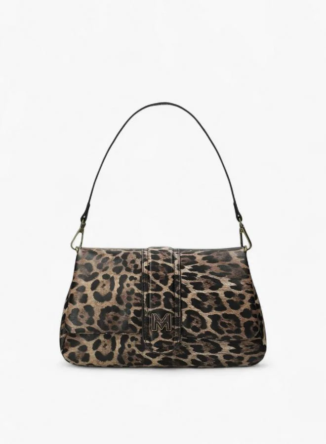 MEXX Animal Print Shoulder Bag with Flap Closure