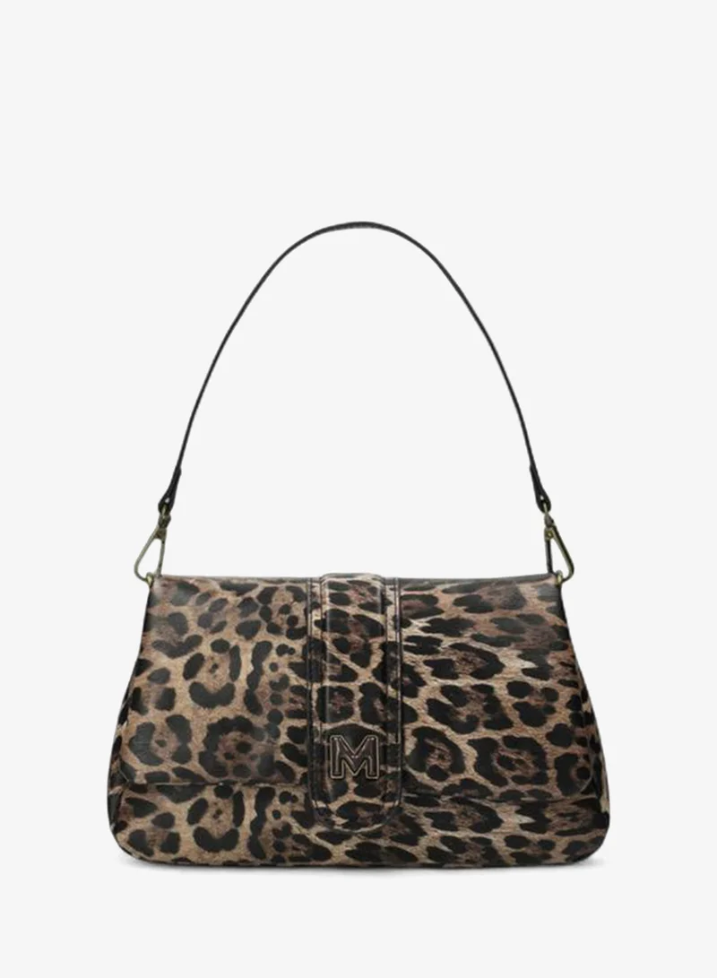MEXX Animal Print Shoulder Bag with Flap Closure