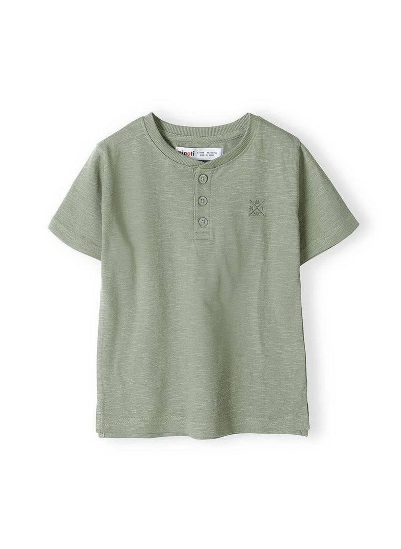 MINOTI Short Sleeve Henley T-Shirt with Button Neckline - Image 2