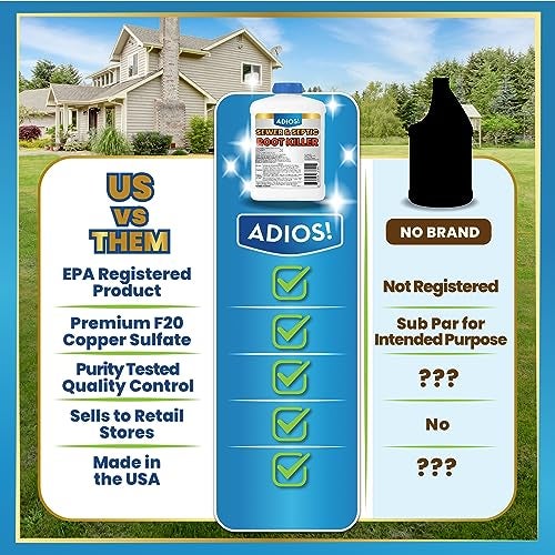 Adios! Sewer and Septic Root Killer for Trees and Shrubs, Copper Sulfate Formula Protects Sewer Pipes, Drains and Septic Tanks from Invasive Root Growth (2 Pound) - Image 5