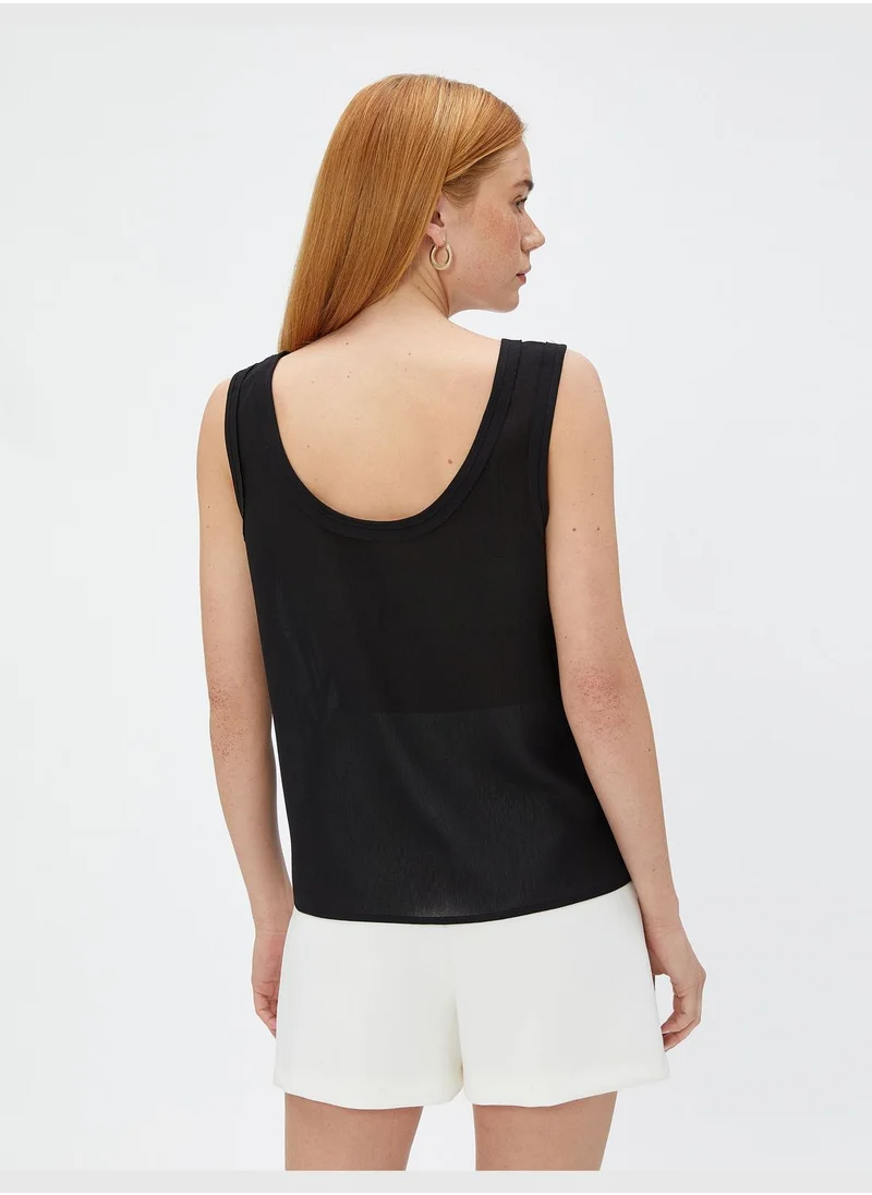 كوتون U Neck Transparent Strappy Blouse