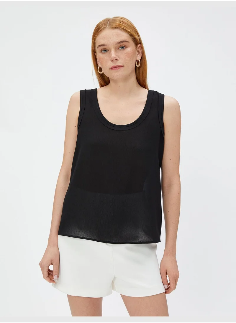 كوتون U Neck Transparent Strappy Blouse