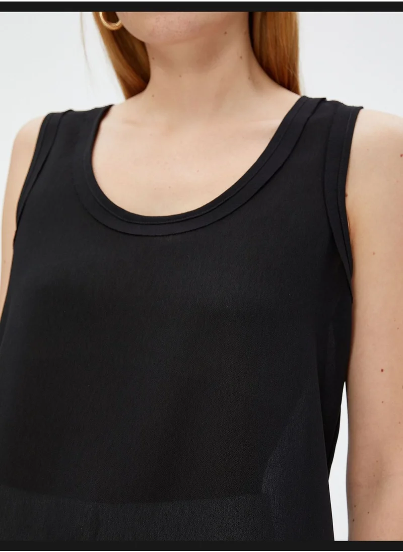 كوتون U Neck Transparent Strappy Blouse