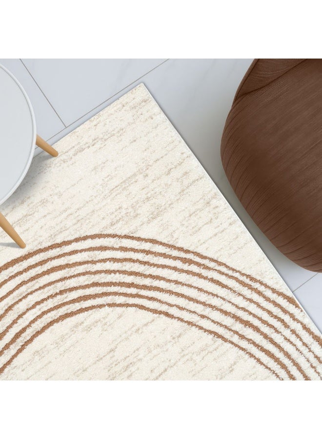 DANUBE HOME La Perle Modern Abstracts Rug |Washable Modern Rugs Style | Polypropylene+Polyester Area Rug Floor Covering | Indoor Carpet For Living Room Dining Bedroom 240X340cm-White Rust-231200400527 - Image 1