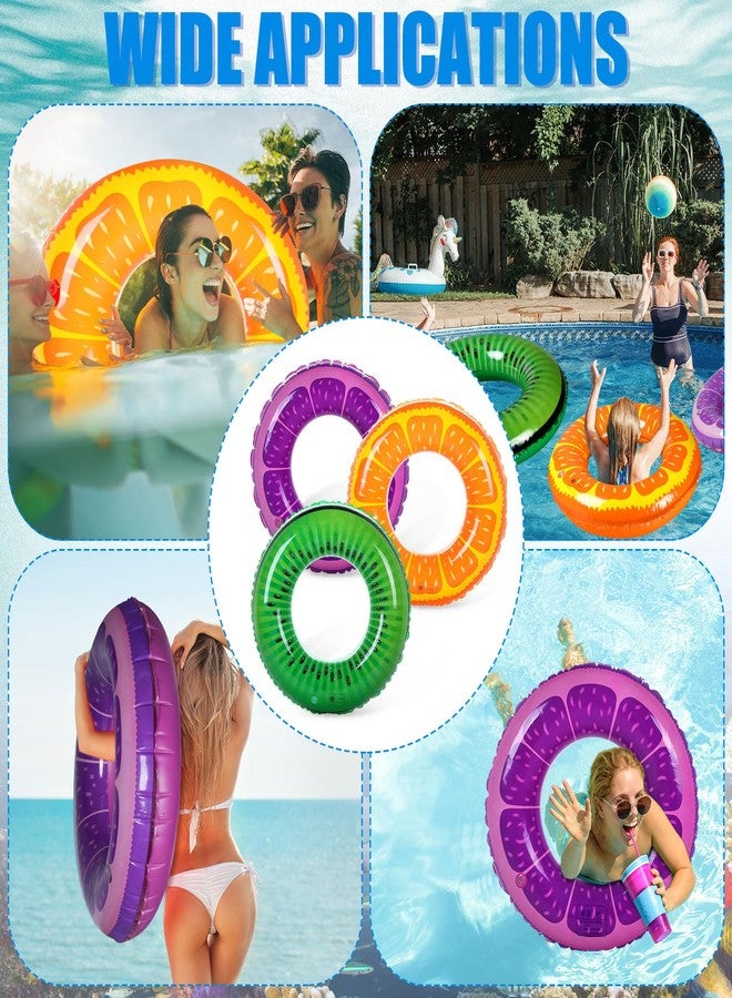 Leitee 9 Pieces Inflatable Pool Floats 36 Inches Float Tube Swimming Tube Vinyl Pool Floaties Swim Tubes Rings Party Decorations for Teenager Adults Party Beach Vacation - UV Resistant (Fruit) - Image 4