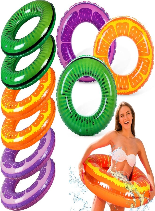 Leitee 9 Pieces Inflatable Pool Floats 36 Inches Float Tube Swimming Tube Vinyl Pool Floaties Swim Tubes Rings Party Decorations for Teenager Adults Party Beach Vacation - UV Resistant (Fruit) - Image 1