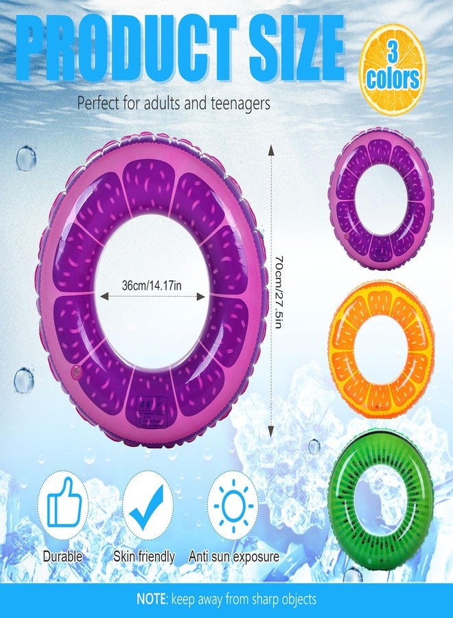 Leitee 9 Pieces Inflatable Pool Floats 36 Inches Float Tube Swimming Tube Vinyl Pool Floaties Swim Tubes Rings Party Decorations for Teenager Adults Party Beach Vacation - UV Resistant (Fruit) - Image 2