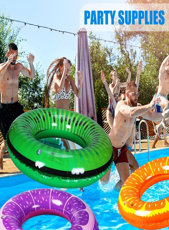 Leitee 9 Pieces Inflatable Pool Floats 36 Inches Float Tube Swimming Tube Vinyl Pool Floaties Swim Tubes Rings Party Decorations for Teenager Adults Party Beach Vacation - UV Resistant (Fruit) - Image 5