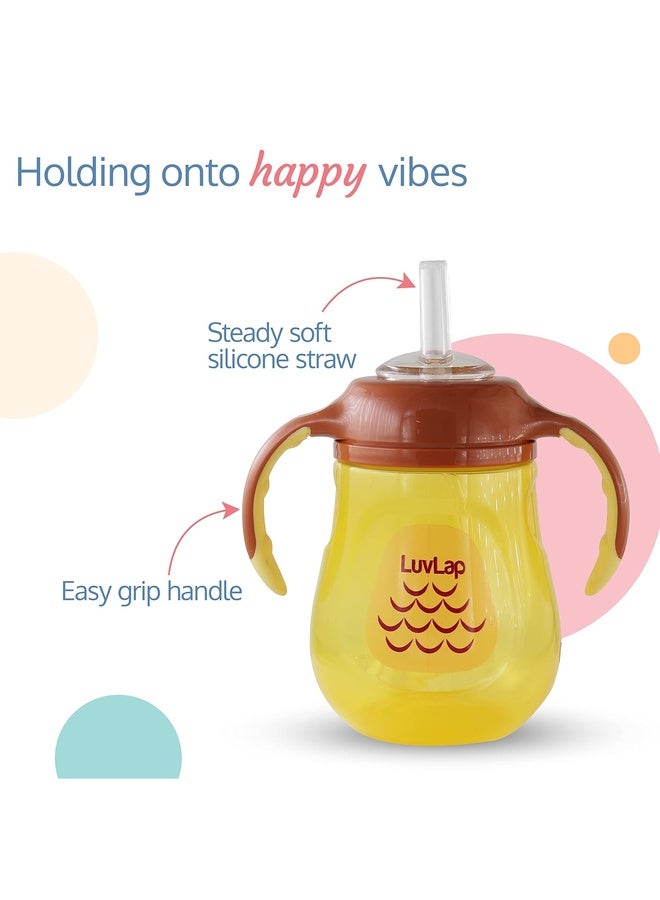 Luvlap Naughty Duck Sipper for Infant/Toddler 280ml, Anti-Spill Sippy Cup with Soft Silicone Straw BPA Free, 12m+ (Yellow) - Image 3