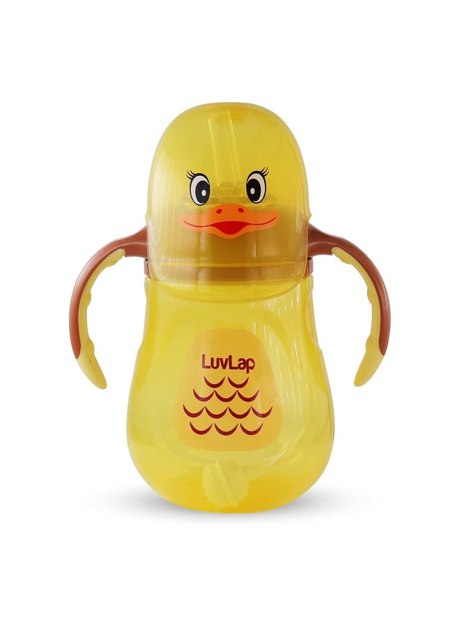 Luvlap Naughty Duck Sipper for Infant/Toddler 280ml, Anti-Spill Sippy Cup with Soft Silicone Straw BPA Free, 12m+ (Yellow) - Image 1
