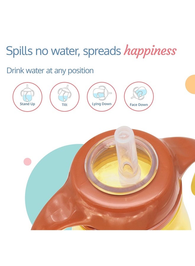 Luvlap Naughty Duck Sipper for Infant/Toddler 280ml, Anti-Spill Sippy Cup with Soft Silicone Straw BPA Free, 12m+ (Yellow) - Image 4