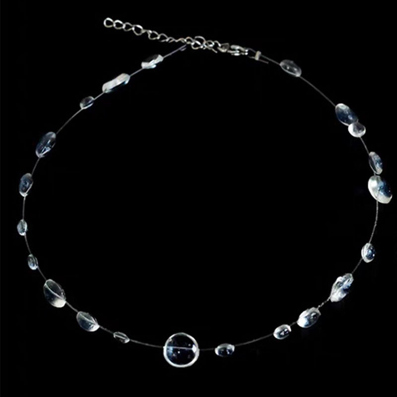 YANCHUN Dew Drop Necklace Choker Necklace for Women Minimalist Clear Drop Necklaces Lariat Necklaces for Women Handmade Dew Jewelry Christmas Stocking Stuffers - Image 5