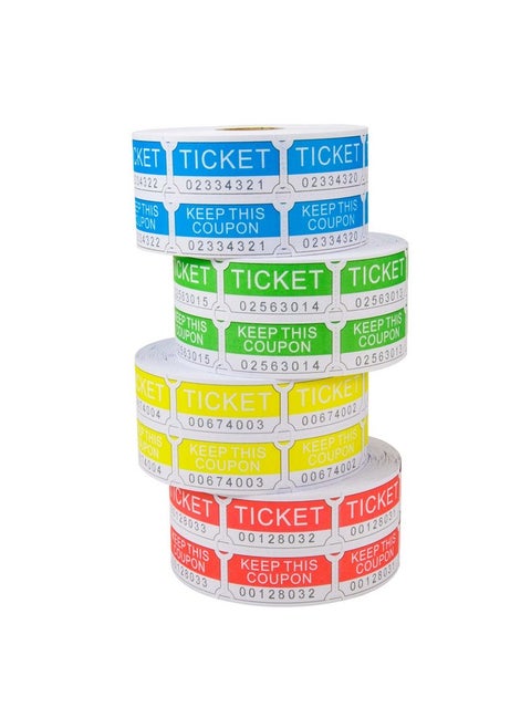 4000 Assorted Double Raffle Tickets Set Of 4 Assorted Color Printable For Leisure Movie Watching Entertainment