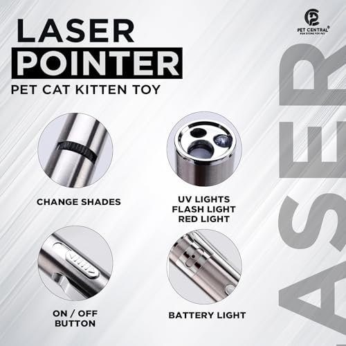 Pet Central Cat Laser Toy for Indoor Cats | 3-in-1 Interactive Laser Pointer | USB Rechargeable | Multi-Pattern Light Modes | Portable Pet Exercise Toy with Health Check Light - Image 2