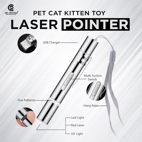 Pet Central Cat Laser Toy for Indoor Cats | 3-in-1 Interactive Laser Pointer | USB Rechargeable | Multi-Pattern Light Modes | Portable Pet Exercise Toy with Health Check Light - Image 4