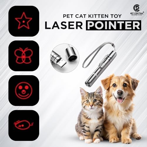 Pet Central Cat Laser Toy for Indoor Cats | 3-in-1 Interactive Laser Pointer | USB Rechargeable | Multi-Pattern Light Modes | Portable Pet Exercise Toy with Health Check Light - Image 3