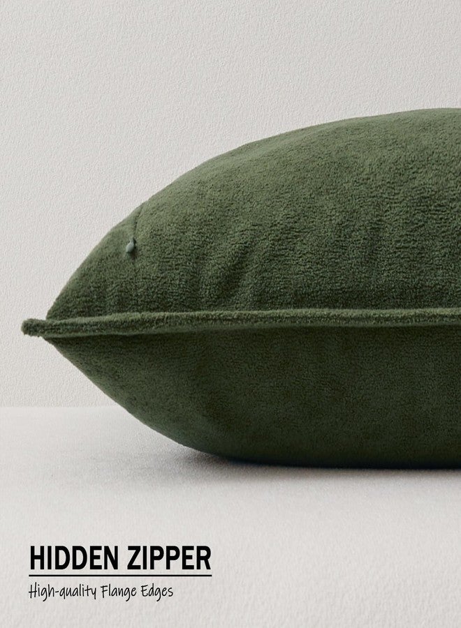 K KEVIN TEXTILE Kevin Textile Spring Waterproof Decorative Pillow Covers Moss Green 20x20 Inch Pack of 2 Soft Boucle Textured Throw Pillowcases Elegant Accent Pillows for Couch Sofa Chair Bed Indoor Outdoor - Image 3