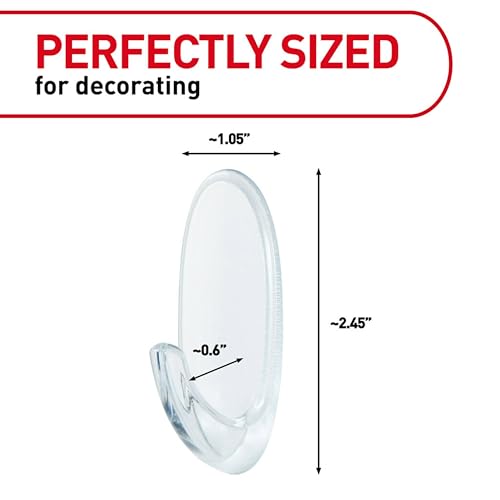 Command 3M Command Clear Medium Wall Hooks, holds 900gms, no paint damage, Holds Strongly, Adhesive hooks for wall, Reusable, Multi-surface (Transparent, 2 hooks, 4 strips) - Image 2