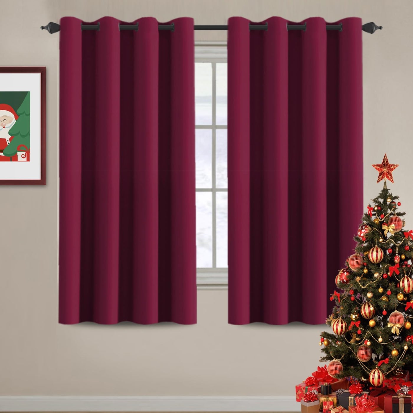 HVERSAILTEX Blackout Curtains for Living RoomBedroom Ultra Soft and Smooth Thermal Insulated Grommet Red Blackout Curtains for Christmas 52 by 63 inch Long Single Panel