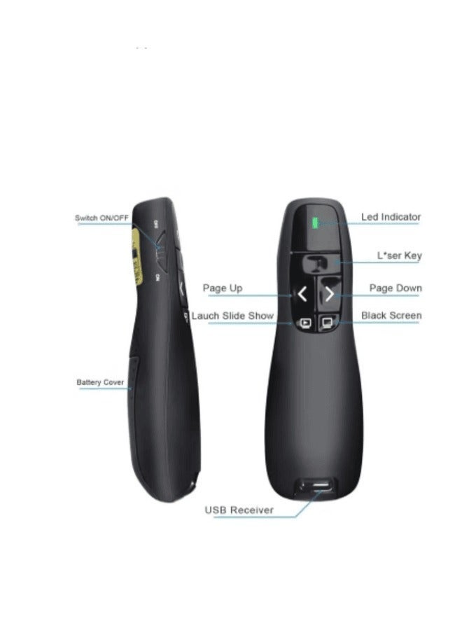 Wireless Presenter Remote Controller R400 2.4GHz Wireless USB Presenter PowerPoint Red Colour Laser Pen Pointer PPT Clicker for Presentation - Image 5