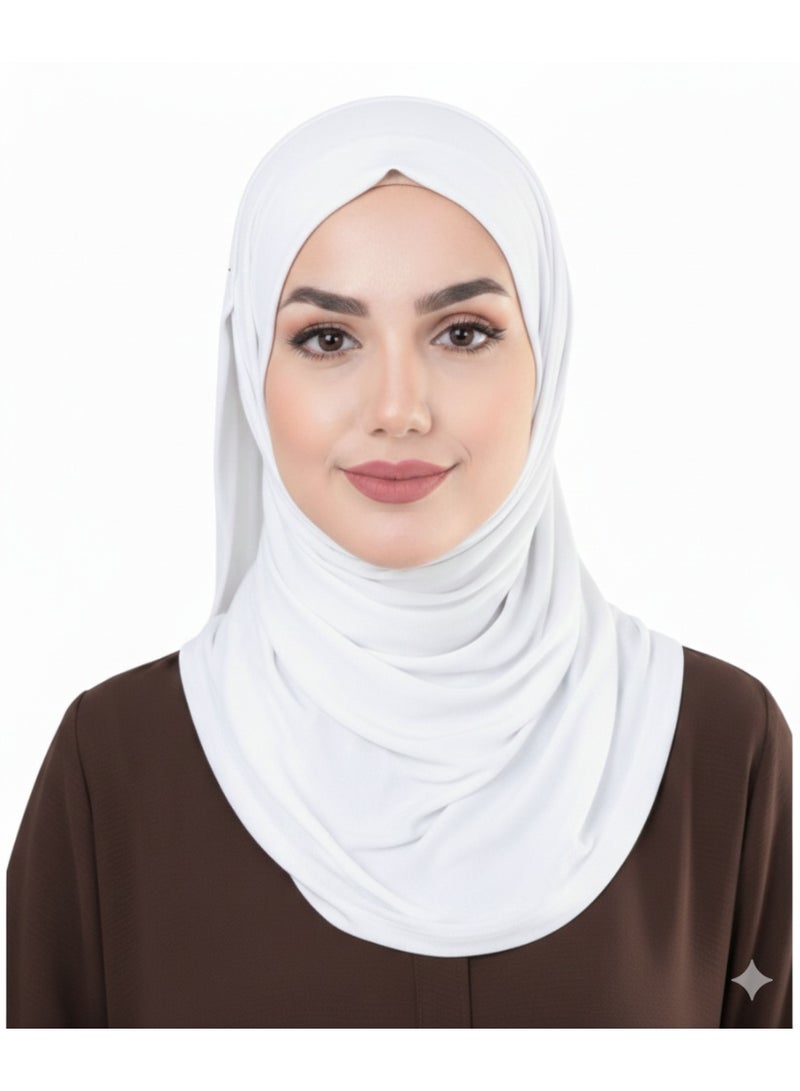 حجاب جيرسي تركي ممتاز للنساء - ناعم، مرن، ومقاوم للانزلاق، 180×70 سم، أوف وايت - Image 1