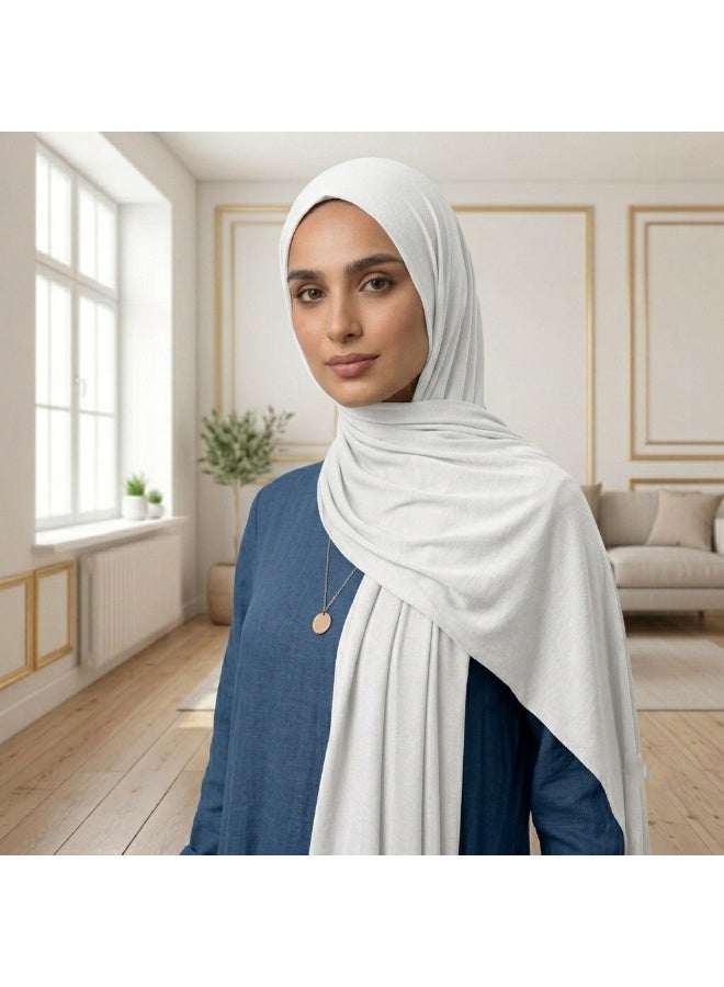 حجاب جيرسي تركي ممتاز للنساء - ناعم، مرن، ومقاوم للانزلاق، 180×70 سم، أوف وايت - Image 3
