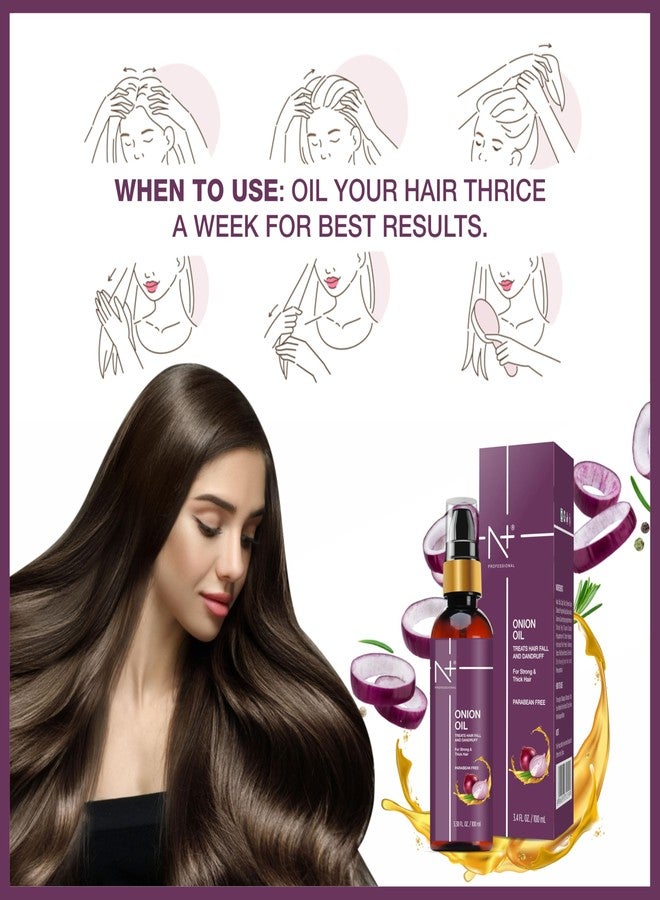 N Plus N+ Professional Onion Hair Oil | Enriched with Onion Extract | Reduces Hair Fall, Controls Dandruff & Strengthens Hair | Nourishing & Scalp-Revitalizing Formula | Promotes Thicker, Healthier Hair Growth | 100ml - Image 5