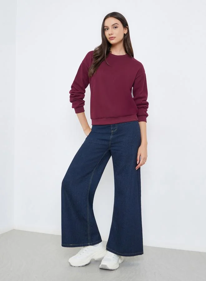 تايك تو سويت شيرت سادة بياقة دائرية