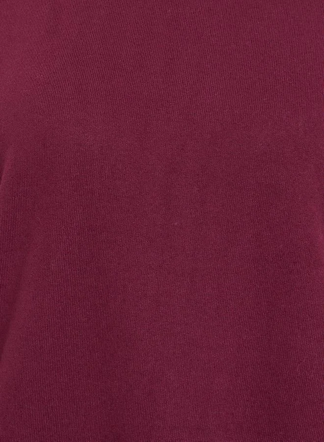 Take Two Burgundy Solid Round Neck Sweatshirt