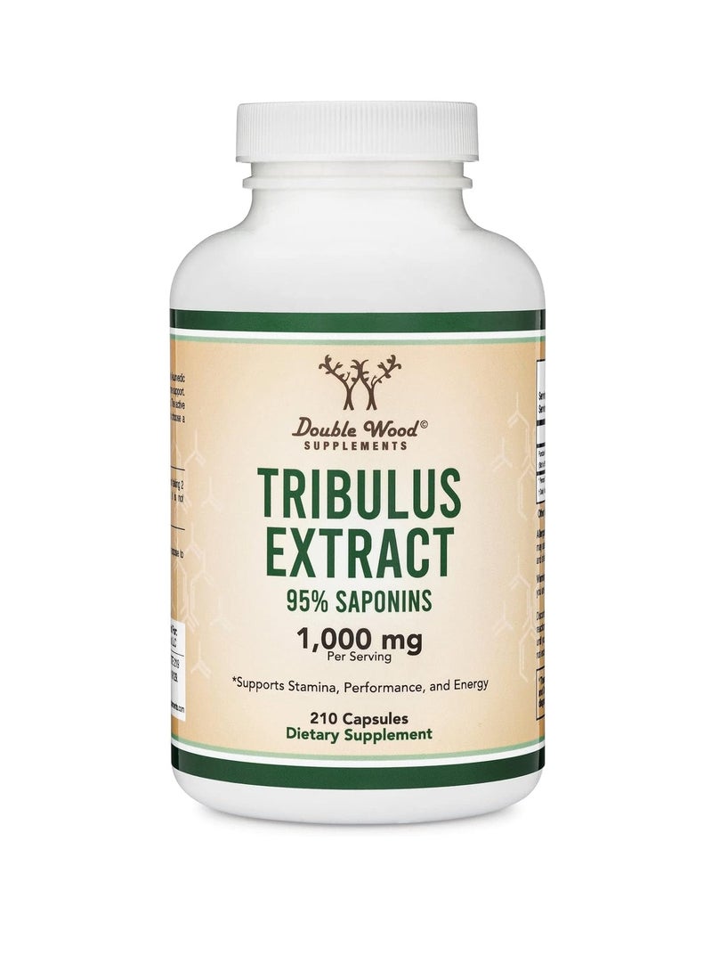 Double Wood Supplements Tribulus Terrestris Concentrated Fruit Extract Supplement for Stamina and Energy 1000 mg 210 capsules - Image 1