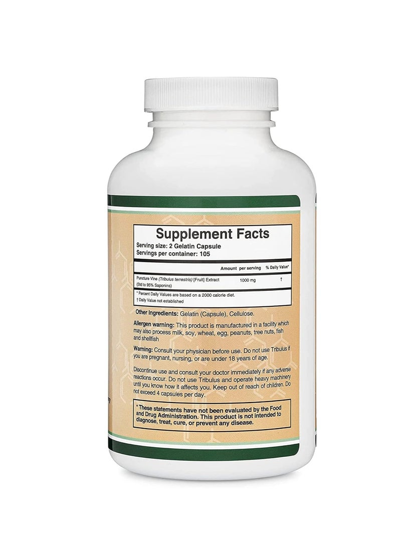 Double Wood Supplements Tribulus Terrestris Concentrated Fruit Extract Supplement for Stamina and Energy 1000 mg 210 capsules - Image 3