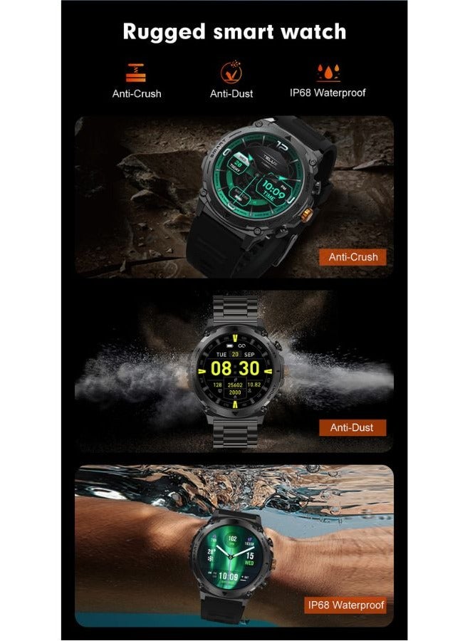 TELUX ACTIVEX Smart Calling Watch, 1.43” AMOLED Display, 2 Straps (Stainless Steel & Silicon) AI Voice Assistant, Sleep Tracking, 100+ Modes, IP67 Waterproof, 10-Day Battery, Android & iOS App - Image 3