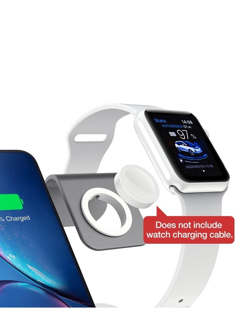 3 in 1 Wireless Charger Stand for iPhone Qi Fast Charge Dock Station Vertical for iWatch AirPods (Grey)  - Image 5