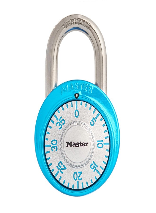 Master Lock Light Blue Gym Locker Lock, Indoor Combination Padlock with Aluminum Cover for School Locker, 3-Digit Code, 1561DLTBLU - Image 1