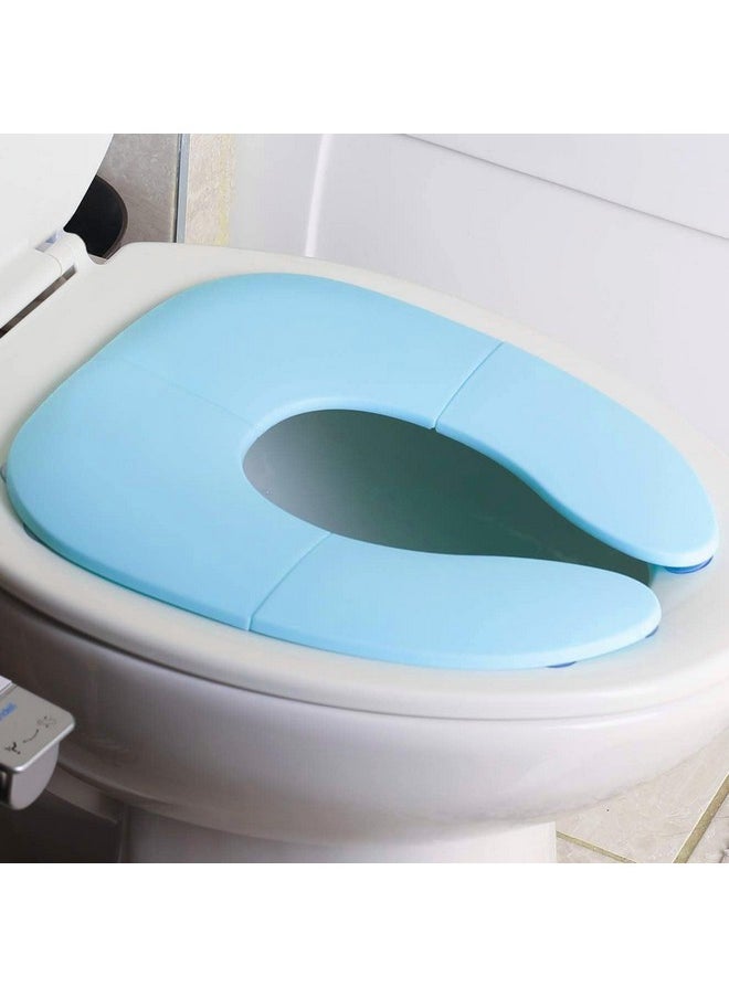 INOVERA (LABEL) INOVERA Portable Folding Baby Toilet Seat - Kids Potty Training Seats for 0.5 to 5 years Child Toddler - Fits All Western Toilets - Non-Slip Suction Cups - Includes Free Travel Bag (Sky Blue)  - Image 1