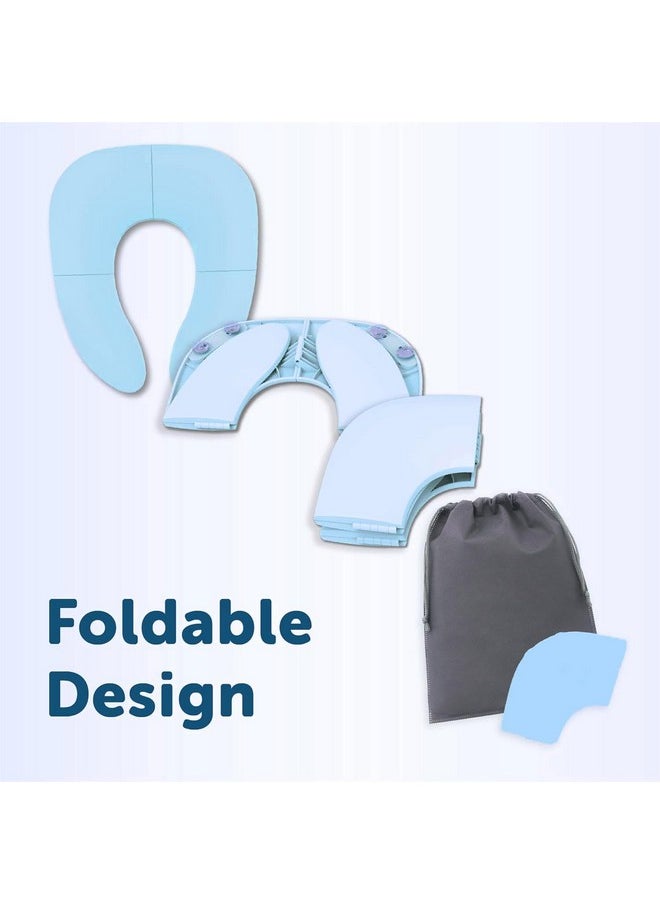 INOVERA (LABEL) INOVERA Portable Folding Baby Toilet Seat - Kids Potty Training Seats for 0.5 to 5 years Child Toddler - Fits All Western Toilets - Non-Slip Suction Cups - Includes Free Travel Bag (Sky Blue)  - Image 4