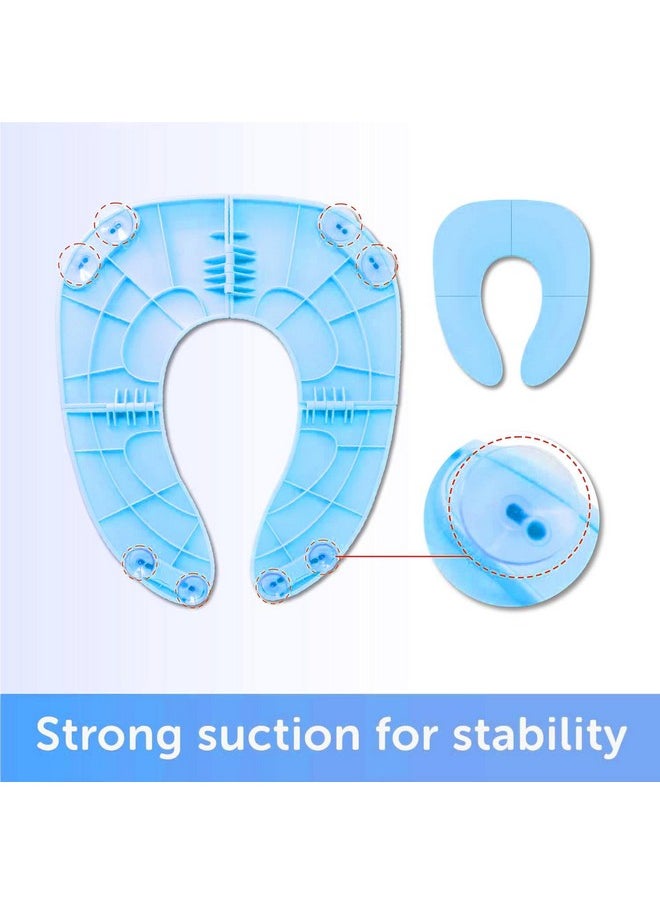 INOVERA (LABEL) INOVERA Portable Folding Baby Toilet Seat - Kids Potty Training Seats for 0.5 to 5 years Child Toddler - Fits All Western Toilets - Non-Slip Suction Cups - Includes Free Travel Bag (Sky Blue)  - Image 5