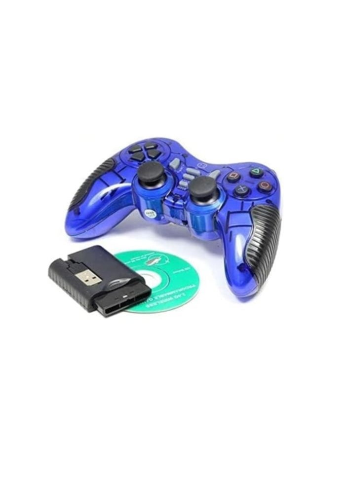 Zero - Wireless Gamepad - 7 in 1 for PS1, PS2, PS3, Laptop, PC, USB, Android TV, Android Media Box - with battery - Blue Color - Image 1