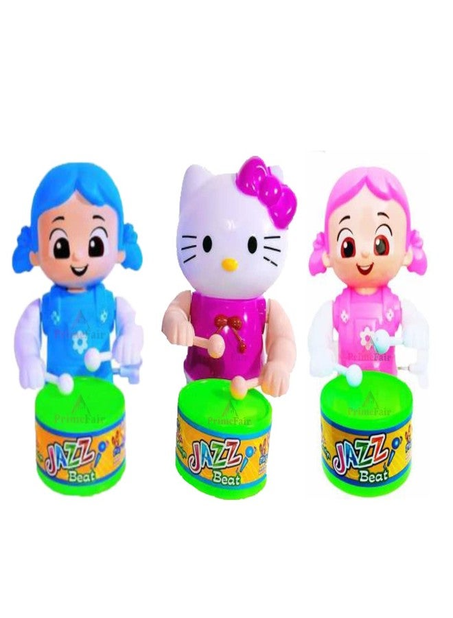PRIMEFAIR Drummer Toy with Drumming and Dancing Action for Kids Baby Rattle Toys Set Toddler Kids. Birthday Gift, Birthday Return Gift Key-Operated (BLUE-PINK-KITTY-03) - Image 1
