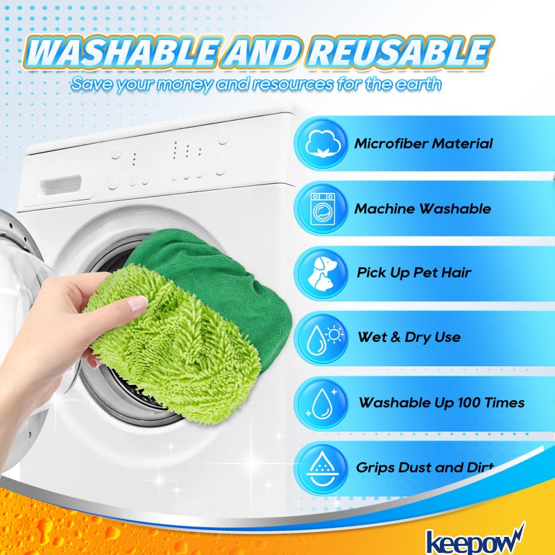 KEEPOW Reusable Microfiber Mop Pads Compatible with Swiffer Sweeper, 4 Pack Dry Sweeping Cloths & Wet Mopping Cloths, Washable Wet Pads Refill for Mopping Floors - Image 5