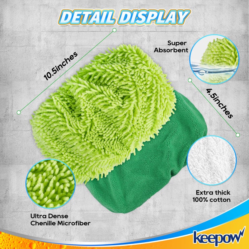 KEEPOW Reusable Microfiber Mop Pads Compatible with Swiffer Sweeper, 4 Pack Dry Sweeping Cloths & Wet Mopping Cloths, Washable Wet Pads Refill for Mopping Floors - Image 2